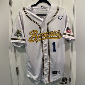 Men’s EvoShield Savannah Bananas White/ Yellow/ Blue Baseball Jersey - Medium